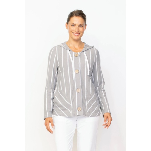 Habitat Tops - Habitat French Terry Stripe Hoodie Cotton Button‎ Front Sweatshirt size large